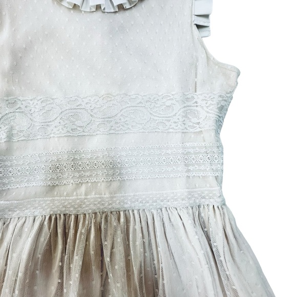 Chasing Fireflies Lace Ivory Midi Dress Unique Sleeveless Girls Size 10 - Picture 3 of 12